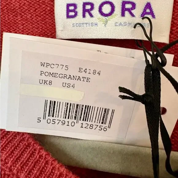 NWT Brora Cashmere Cardigan SweaterGuernsey in PomegranateUS 4 UK 8$699